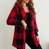 Осенне-зимнее пальто, плотное трикотажное свободное свободное пальто соответствующего цвета, свободное с капюшоном с открытой строчкой, теплое клетчатое пальто с принтом средней длины, эластичные манжеты, женское пальто