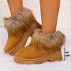 Women's Faux Fur Flat Snow Boots Winter Thick Sole Chunky Platform Ankle Boots  Plus Size Warm Comfort Non Slip Cotton Boots