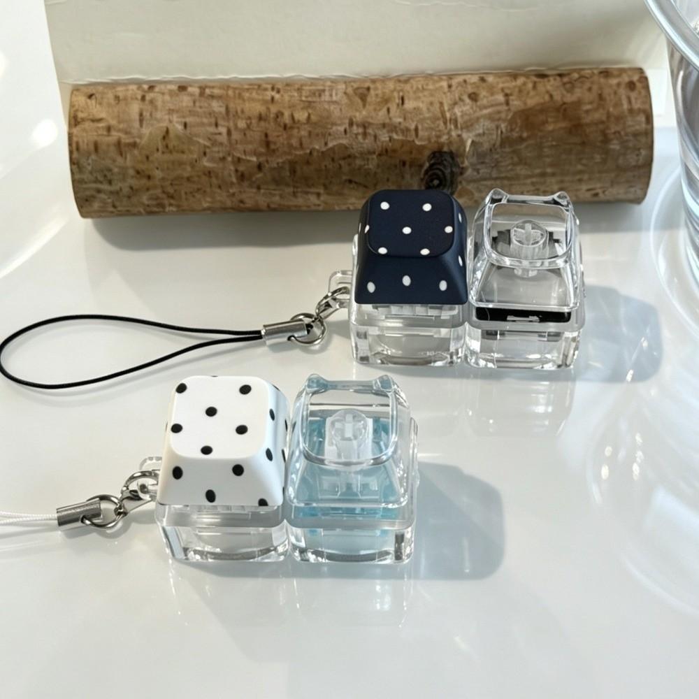 Transparent Base Fidget Keychain Dice Keycap Clicker Pendant Press Toy  Daily Carry
