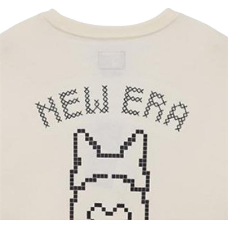 New Era SS24 Логотип Цифровой Питомец Мультяшный Принт Круглый Вырез Короткий Рукав Футболка Унисекс Футболка Слоновая Кость 14341276