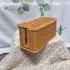 Коробка для укладки кабелей из ротанга, плетеная вручную корзина для органайзера шнуров с 2 слотами, скрытая коробка для шнуров питания большой емкости