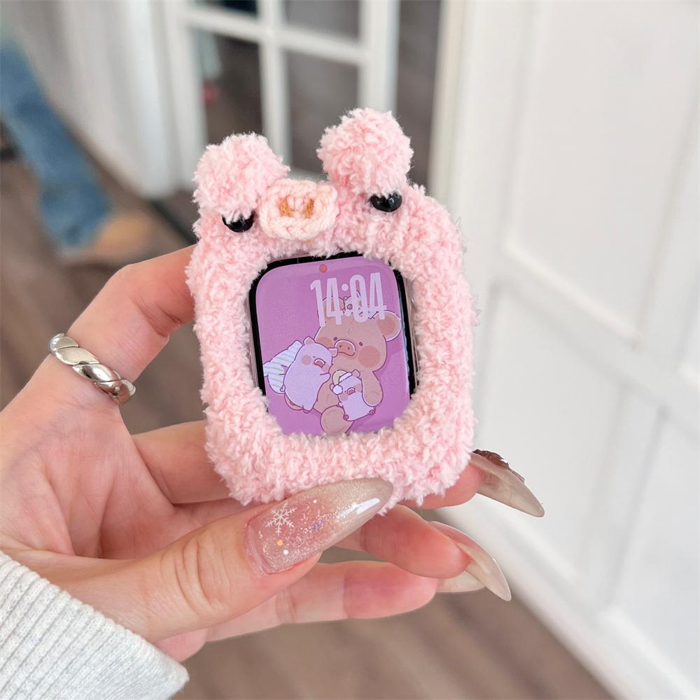 Cartoon Cute Animal Plush Protective Case For Apple Watch 40MM 41 42MM 44MM 45 46MM PC Bumper Protective Frame For Iwatch 10 9 8