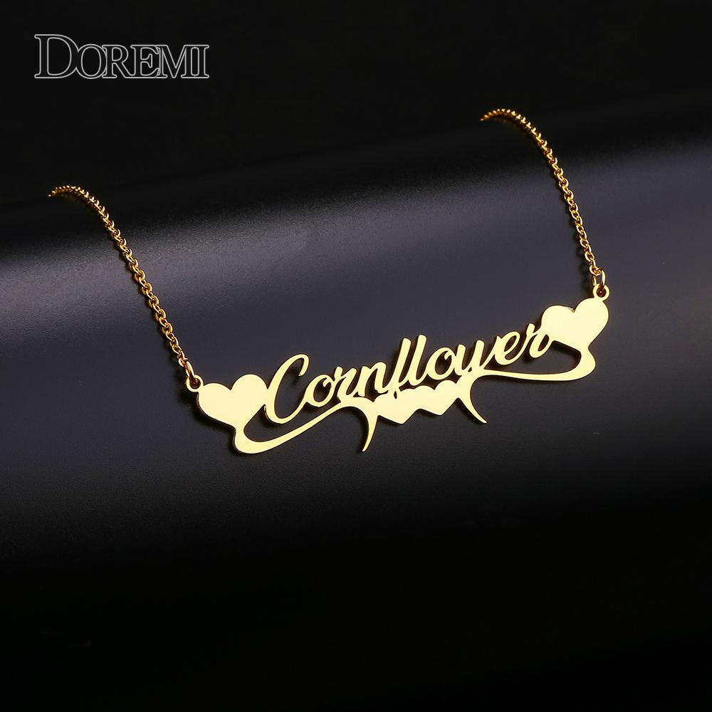 DOREMI Stainless Steel Handmade Custom Personalized Necklaces for Women Jewelry Gold Filled Heart Statement Choker