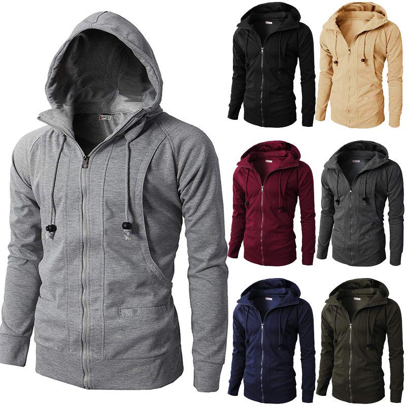 Стильное мужское пальто с капюшоном, кулиской и застежкой-молнией, приталенная толстовка, куртка, пальто