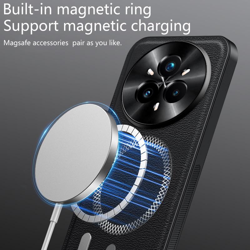 For Realme 14 Pro Case Magnetic Elegant Leather Wear-Resistant Lens Fully Covered Non-Slip Grip Edge Cover Shell