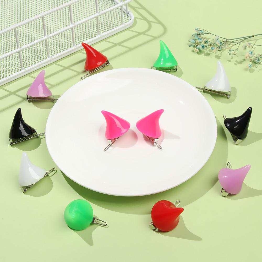 1 Pair Party Halloween Horn Gothic Small Demon Costume Pin Hair Clips OX Horn Hairpins