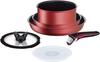 Tefal Pot and Frying Pan Set with Removable Compatible with IH Gas Free of Harmful Substances Such As Neo IH Rouge Red L38391 Handles, 6-piece Set,