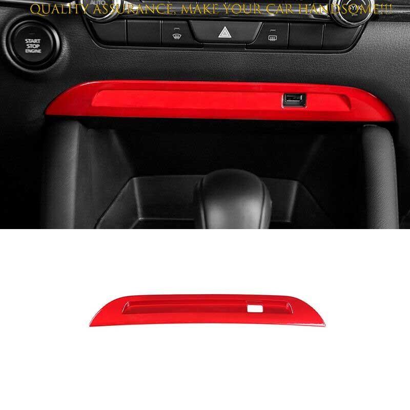 For Mazda 3 Axela 2019-2024 Bright Red Center Console USB Socket Panel Trim 1PCS