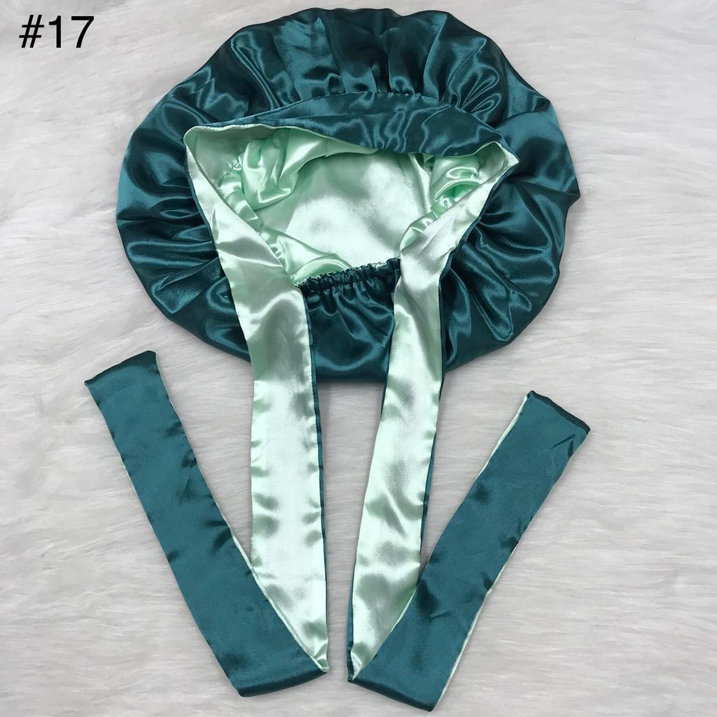 Long Tie Satin Hat Woman Fashion Sleeping Hair Bonnet Double Layer Braids Bonnets