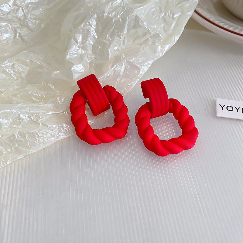 Silver Needle Red Bow Earrings New Versatile Earrings Niche Design Autumn and Winter Earrings Women