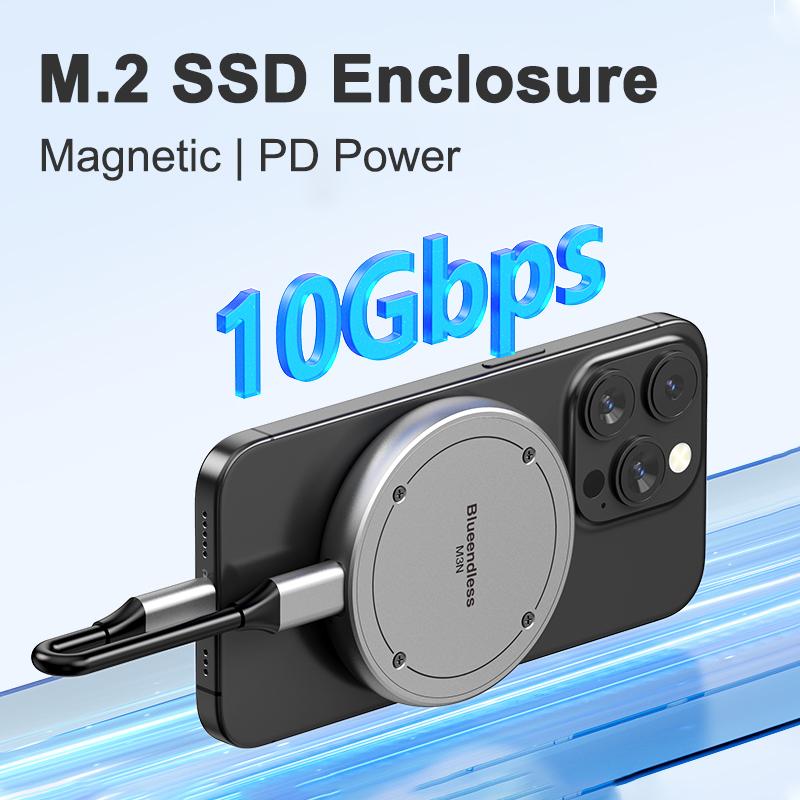 Магнитный корпус M.2 2230/2242 NVMe SSD Magsafe SSD Case USB C 3.2 Gen2 на NVMe PCI-E для iPhone 15 Pro Max ProRes MacBook