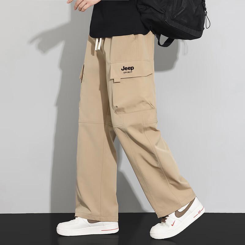 JEEP SPIRIT Men's Multi-Pocket Loose Straight Cargo Pants