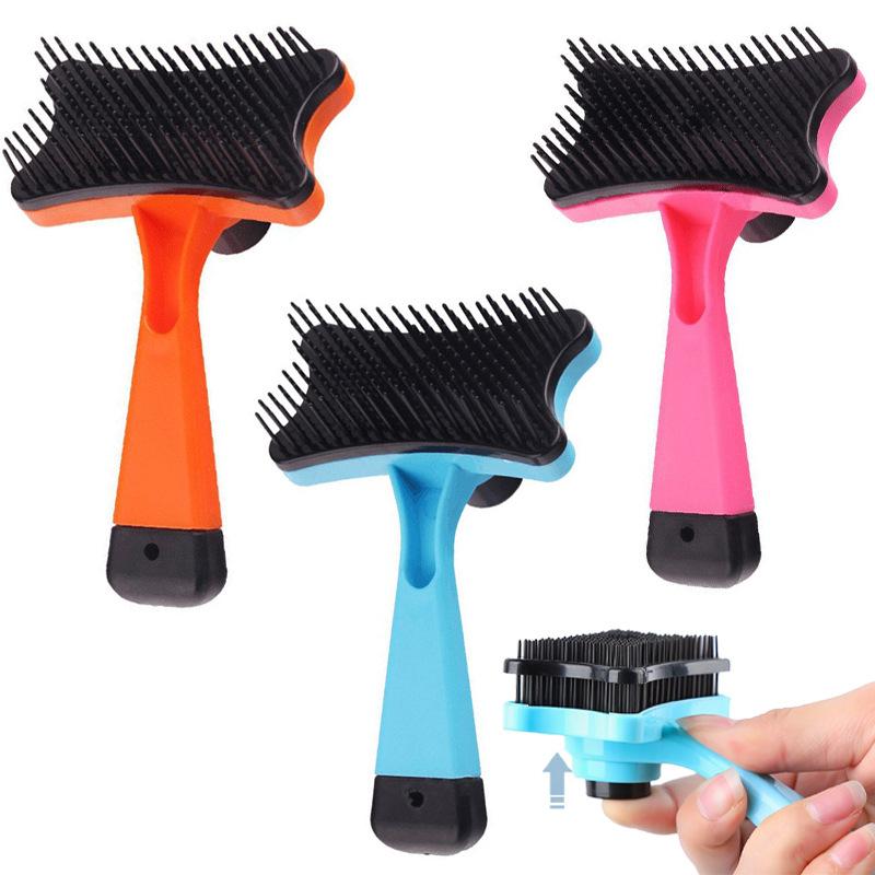 Pet Comb - Press-Type Dog Grooming Brush, Detangling Needle Comb, Hair Removal Tool for Small and Medium-Sized Dogs and Cats, Pet Supplies