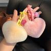 Натуральный мех кролика рекс сердце сумка брелок цепочка подвеска сумка женская девушка сумка подвески автомобили аксессуар пушистый брелок подарки