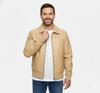 Мужская бежевая куртка-бомбер из натуральной кожи ручной работы, стильная кожаная повседневная из мягкой овчины