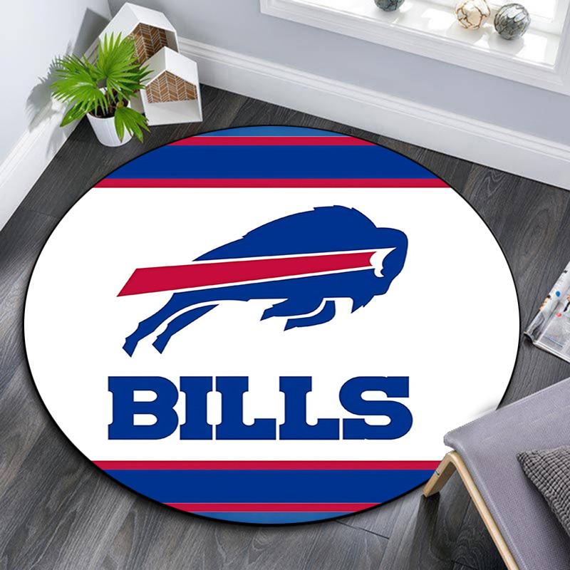 Buffalo Bills Round Area Rug,Carpet Rug for Living Room Bedroom Sofa Playroom Decor,Non-slip Floor Mat