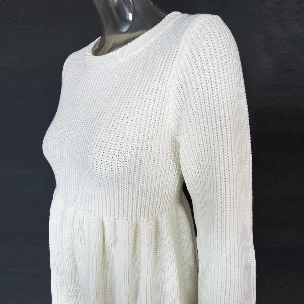 GMXIA Autumn Winter Long Sleeve  Women's Solid Color Doll Sweater Dress Women