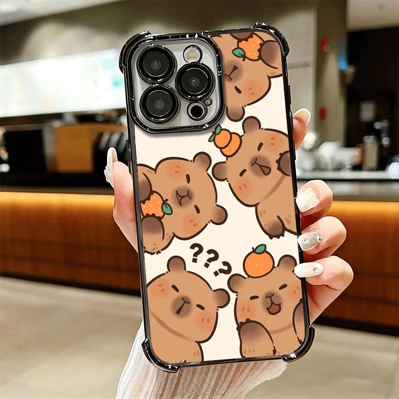 Забавный Капибара Мультяшный Милый Покрытие Чехол для Телефона Для Iphone 16 17 Pro Max Air 16E 14 15 Plus 12 13 Mini Защита от Падения Покрытие с Подушкой Безопасности