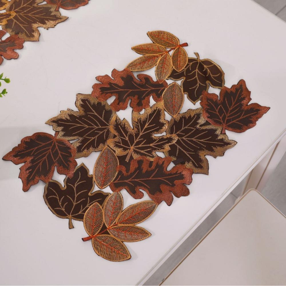Decorative Maple Leaf Placemat Rustic Style Autumn Harvest Table Mat Banquet