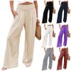 Women's Casual Loose High Waist Cotton Linen Wide Leg Long Pants With Pockets