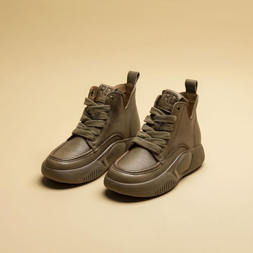 Fashion Trendy Version Women's Shoes Spring and Summer High-top Platform Lace-up Sports and Leisure Shoes Retro Versatile Shoes