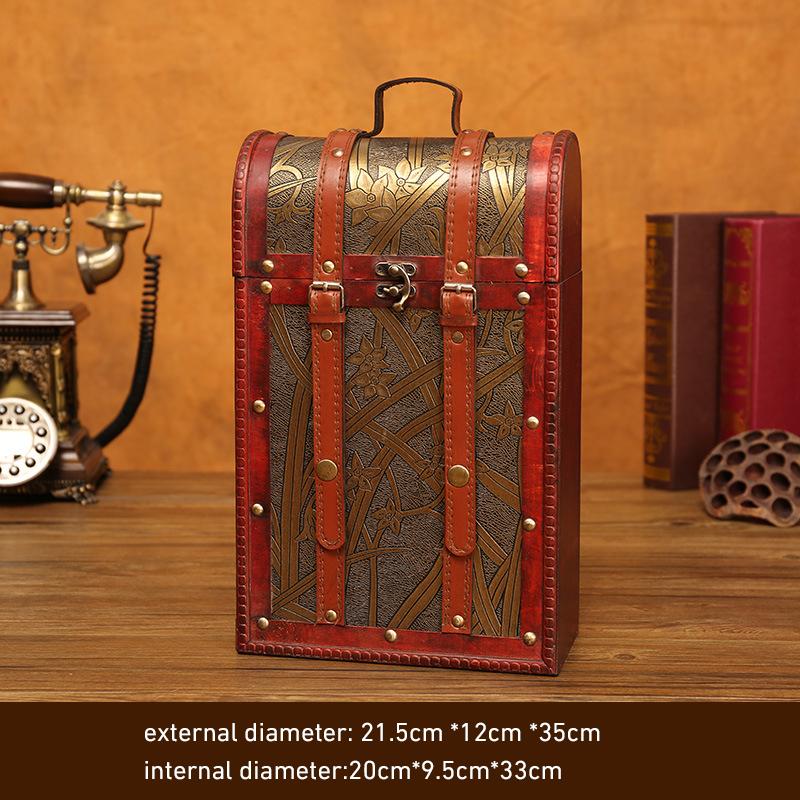 Vintage Archaistic Single/ Double Red Wine Box Portable Wood Wine Box Retro Gift Wine Storage Box Case Bottle Packag With Handle