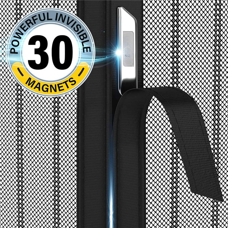 Улучшенная магнитная сетчатая штора для двери 2026 года с застежкой, самозакрывающаяся, для свободного прохода, временная сетка для двери патио - Защищает от насекомых, пропускает свежий воздух