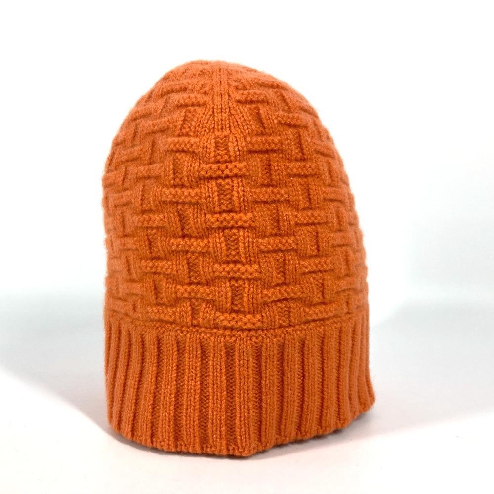 HERMES H logo beanie hat knit hat knit cap Knit hat Cashmere Orange
