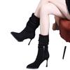 Women Winter Ankle Boots Suede Pointed Toe Sexy High Heels Shoes Designer Chelsea Boots 2025 Trend Pumps Goth Botas De Mujer