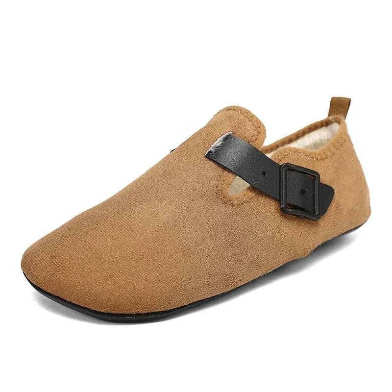 Модные зимние парные теплые хлопковые тапочки в клетку с запахом носка, шлепанцы на толстой мягкой подошве, мужские и женские домашние нескользящие туфли на плоской подошве