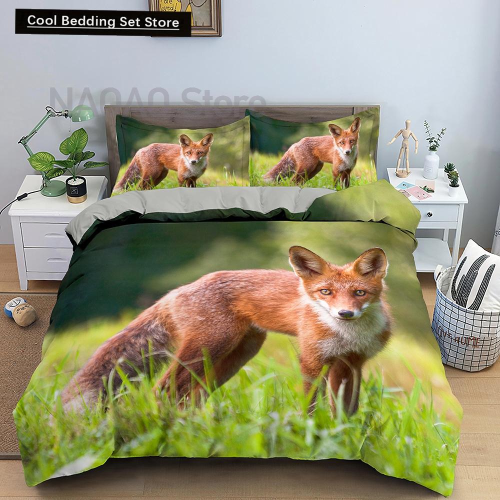 Постельное белье Животное Лиса Размер Кинг Квин 3D Милый Оранжевый Фенек Пододеяльник для Детей Подростков Взрослых Декор Спальни Покрывало