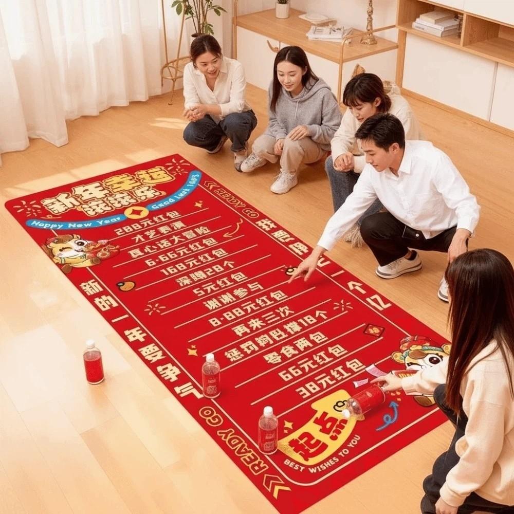 Gift Marker Pen New Year Game Carpet Polyester Floor Rolling Game Props  with Friends and Family