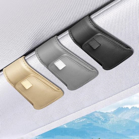 Magnetic Sunglasses Clip for Car Visor Faux Leather Glasses Holder Clip Car Interior Sunglass Holder