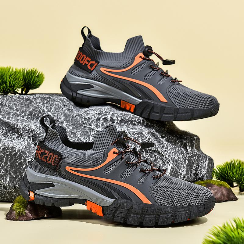 Мужские походные ботинки большого размера для улицы, сетка fly-knit, дышащие и быстросохнущие ботинки для ходьбы по ручьям, дикий кемпинг, обувь для брода, толстая подошва