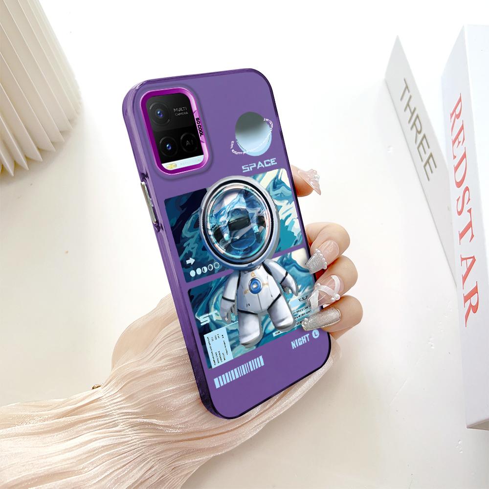 Окрашенный узор, красочный серебристый, двухсторонний, жесткий, противоударный чехол для телефона Vivo