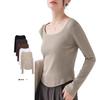 Bottom Shirt Square Collar Long Sleeved T-shirt for Women