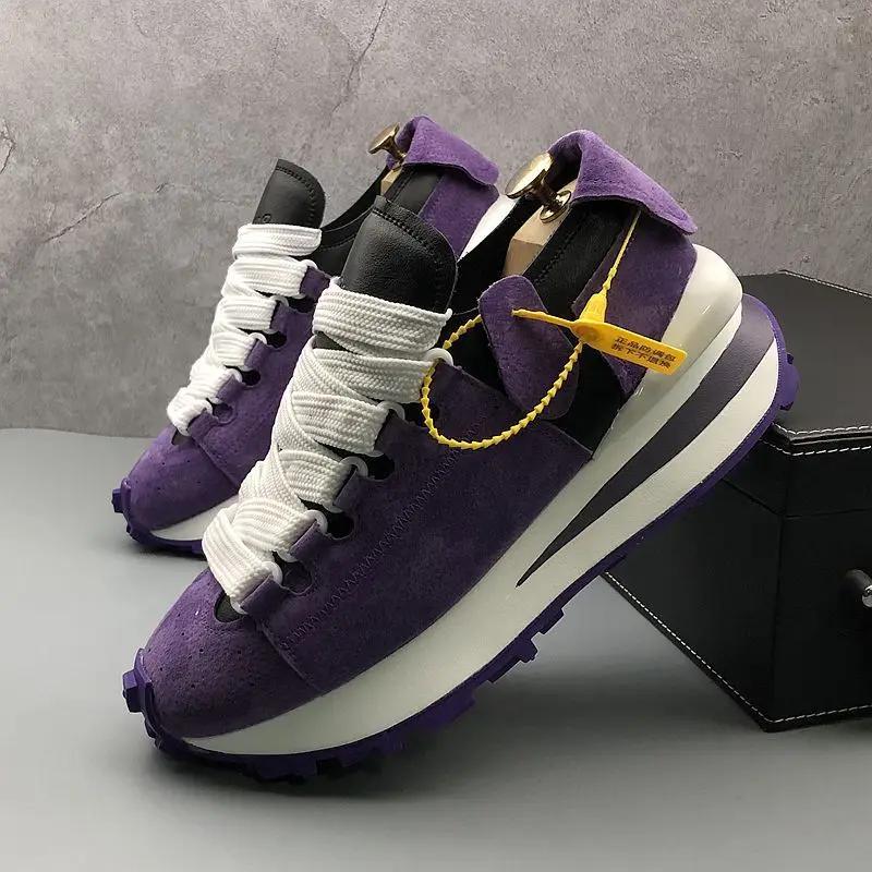 Высококачественные мужские кроссовки на платформе, мужские осенне-зимние модные дизайнерские широкие кроссовки из искусственной замши со шнуровкой, спортивная обувь Tenis