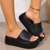Fashion Chunky Platform Sandals Women Fashion Black PU Leather Wedge Slippers for Woman 2024 Summer Thick Bottom Slides Women's Sandals