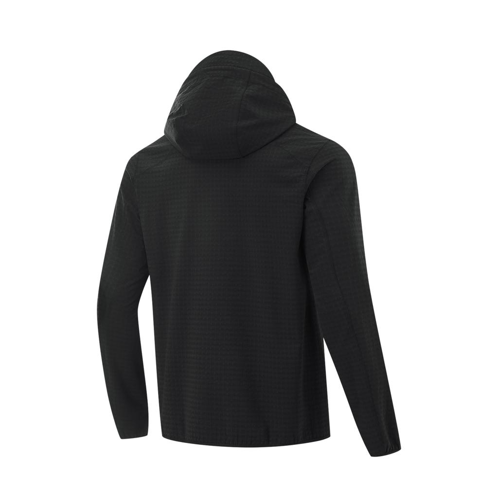 LiNing Fitness Series Outdoor Cycling Camping Windproof Fleece Adaptive Temperature Control Теплая ветровка с капюшоном для мужчин Верхняя одежда черного цвета AFDU925-1