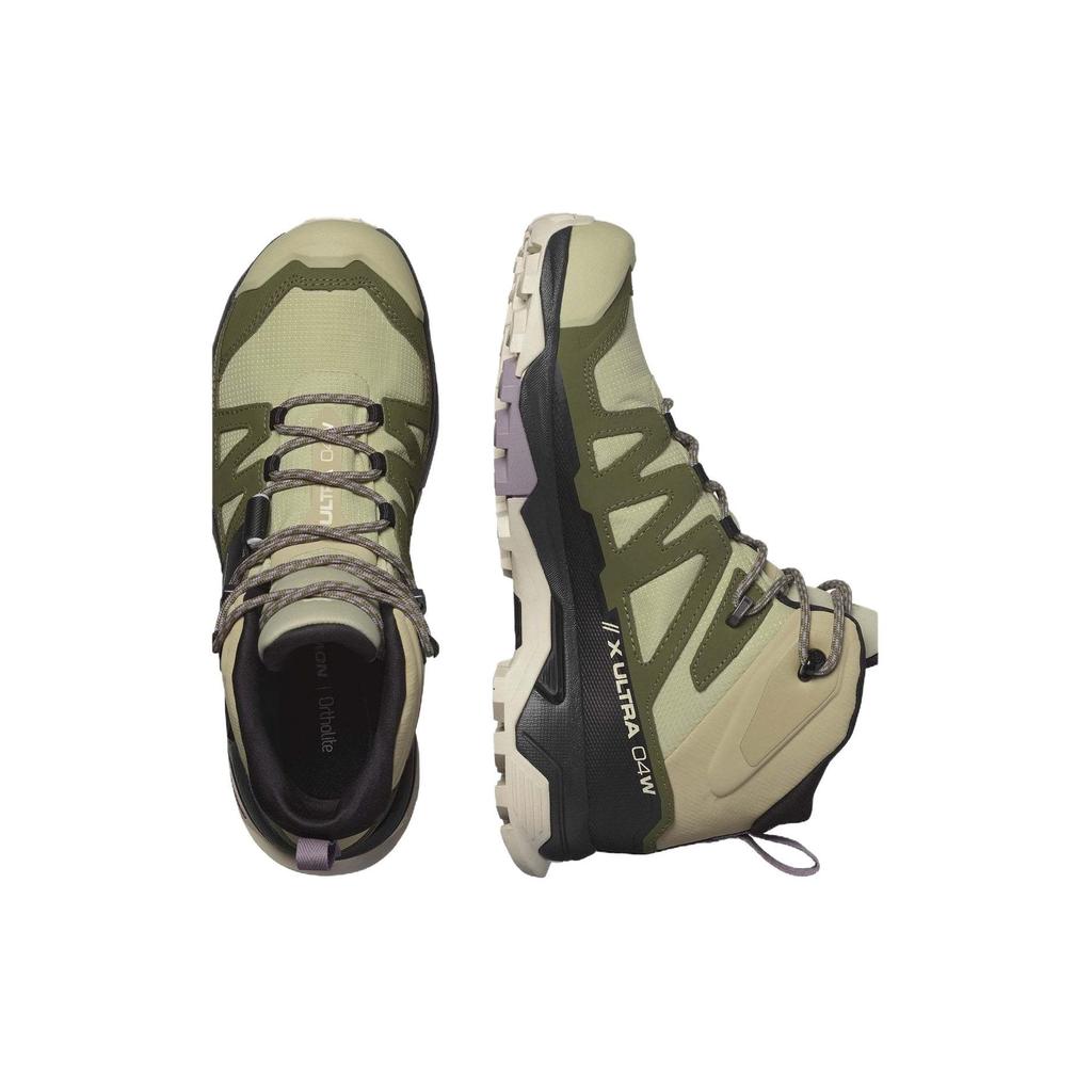SALOMON X Ultra 4 MID GORE TEX Slip Resistant Abrasion Resistant Low top Mountaineering Shoes Women's Green L47455000