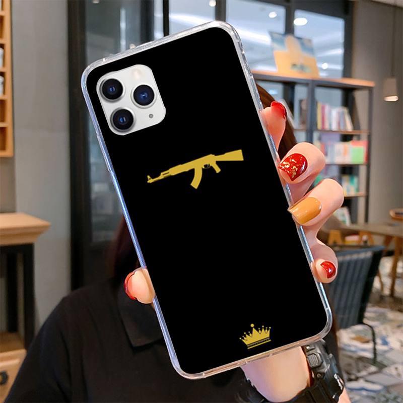 Чехол для телефона AK47 с пистолетом и пулями для iPhone 11 12 13 Mini Pro Max 8 7 6 6S Plus X 5 SE 2020 XR XS