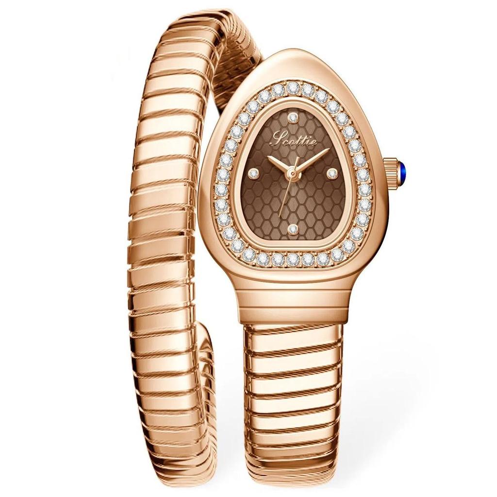 Luxury Fashion Women's Serpentine Bracelet Watch Unique Design Serpentine Elegant Dress Bracelet Women's Quartz Watch