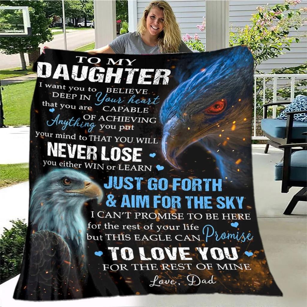 Персонализированное одеяло из шерпы для моей дочери с принтом льва, волка и дракона, подарок от мамы, папы, одеяло для дивана-кровати, мягкое одеяло для пикника