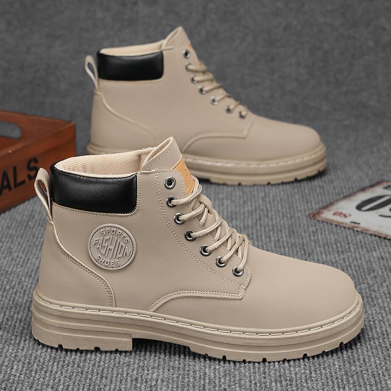 Мужские ботинки Высокие ботинки по щиколотку Трендовая мужская обувь Нескользящие кожаные ботинки на шнуровке Мужские износостойкие походные ботинки Botas Para Hombre