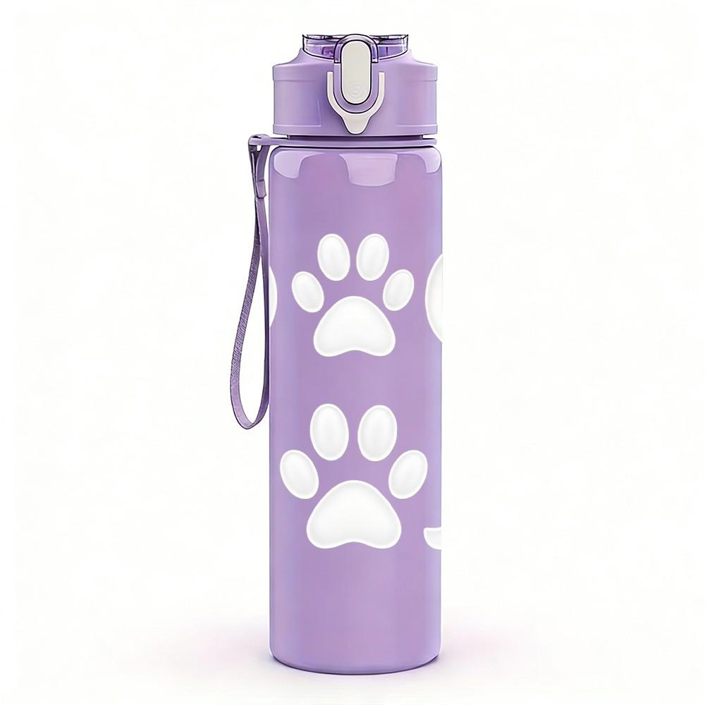 1PC Dog Mom White Minimal Pattern 750ml Color Plastic Sports Water Bottle Leakproof Flip Straw Lid Suitable for Sports Office Home Use