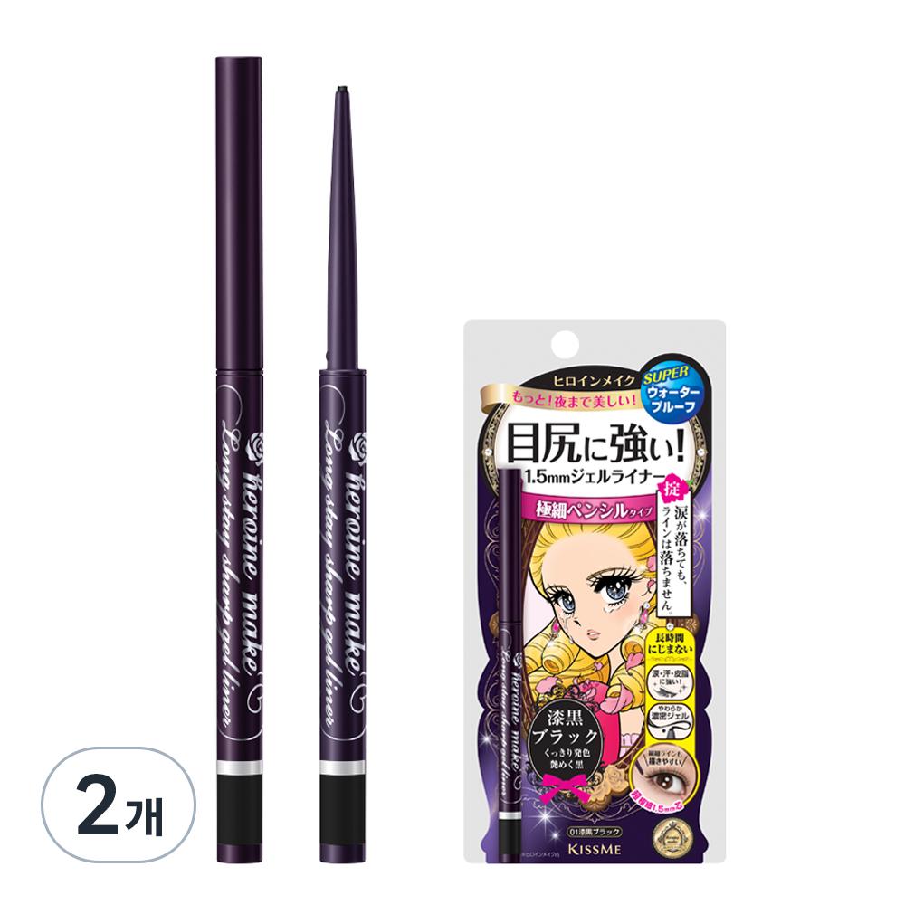 Гелевая подводка для глаз Kiss Me Heroine Make Long Stay Sharp Gel Eyeliner 0,07 г, насыщенный черный цвет, 2 шт.