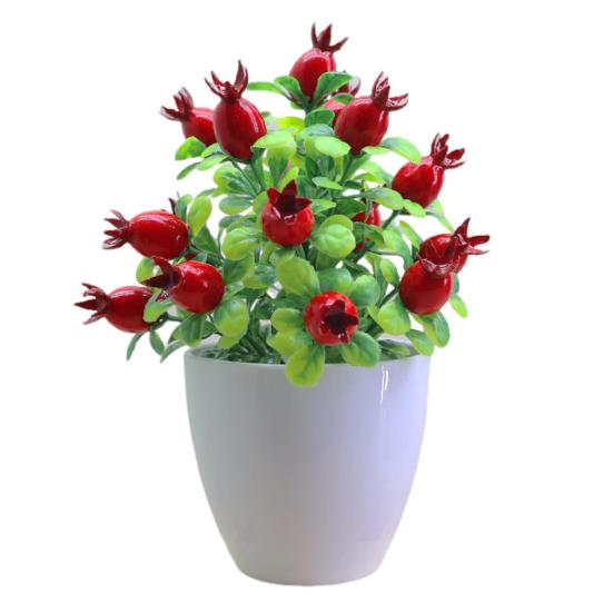 Искусственные растения в горшках, реалистичные поддельные мини-фрукты, дерево, центральный элемент для домашнего офиса, пластиковая горшечная зелень, бонсай, внутреннее и наружное украшение