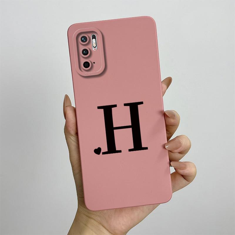For Xiaomi Redmi Note 10 5G Case Redmi Note 10T 5G Cover M2103K19G Cute Initial Letters Square Phone Case Shockproof Back Cover