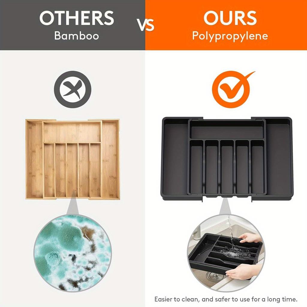 1pc Expandable Cutlery Organiser, Kitchen Expandable Cutlery Tray, Adjustable Storage Objects for Spoons, Forks and Knives