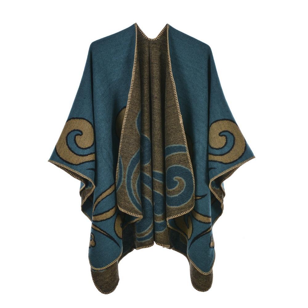 Ponchos Coat Cashmere Scarves Women Winter Warm Shawls And Wraps Pashmina Thick Capes Blanket Femme Scarf